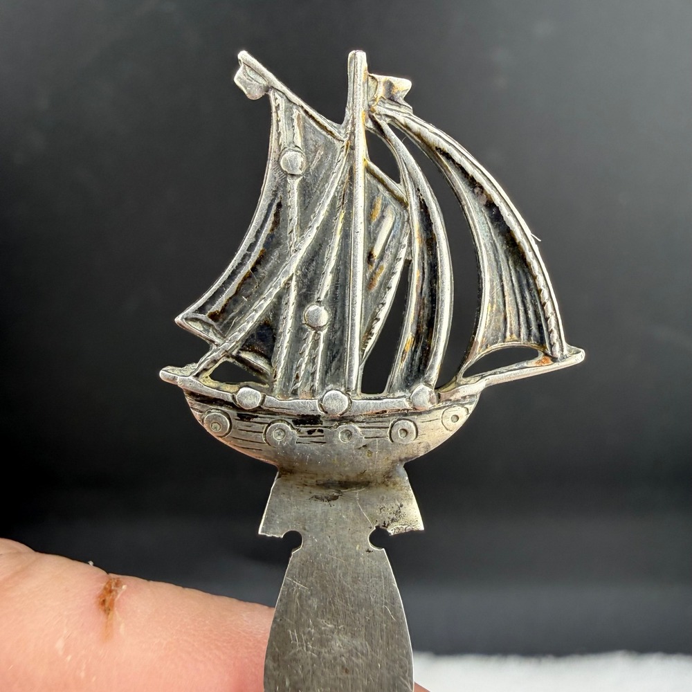 Vintage B.H. 830 Silver Viking Ship Sailboat Bookmark Letter Opener READ